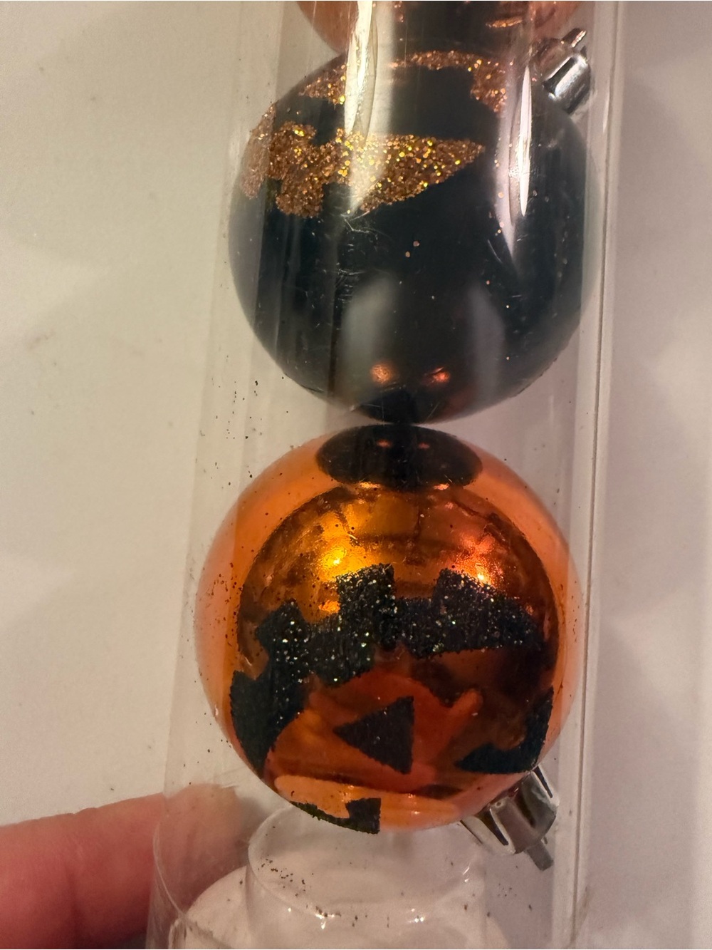 Ashland Halloween Glass Ornament Set - Orange and Black Pumpkin and Bat